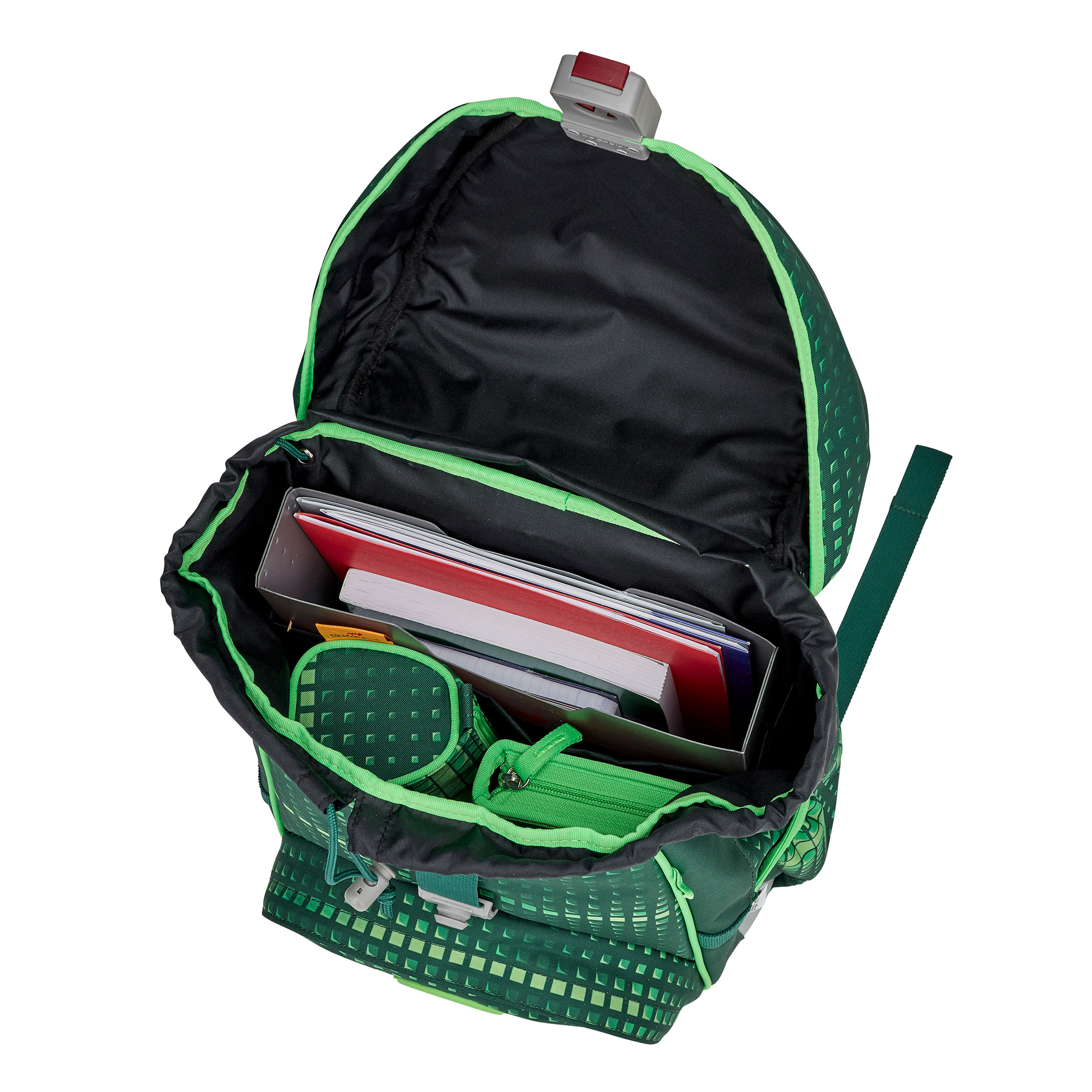  Ergoflex Schulrucksack-Set , Soccer Green